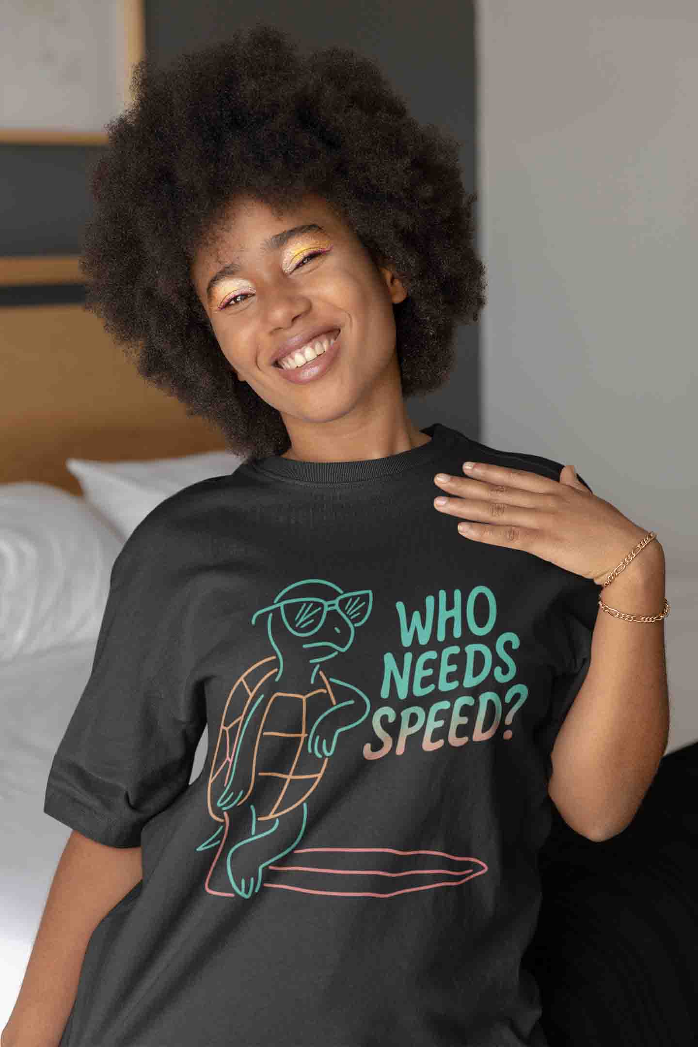 Who Needs Speed? Women Oversized Tee (Black)