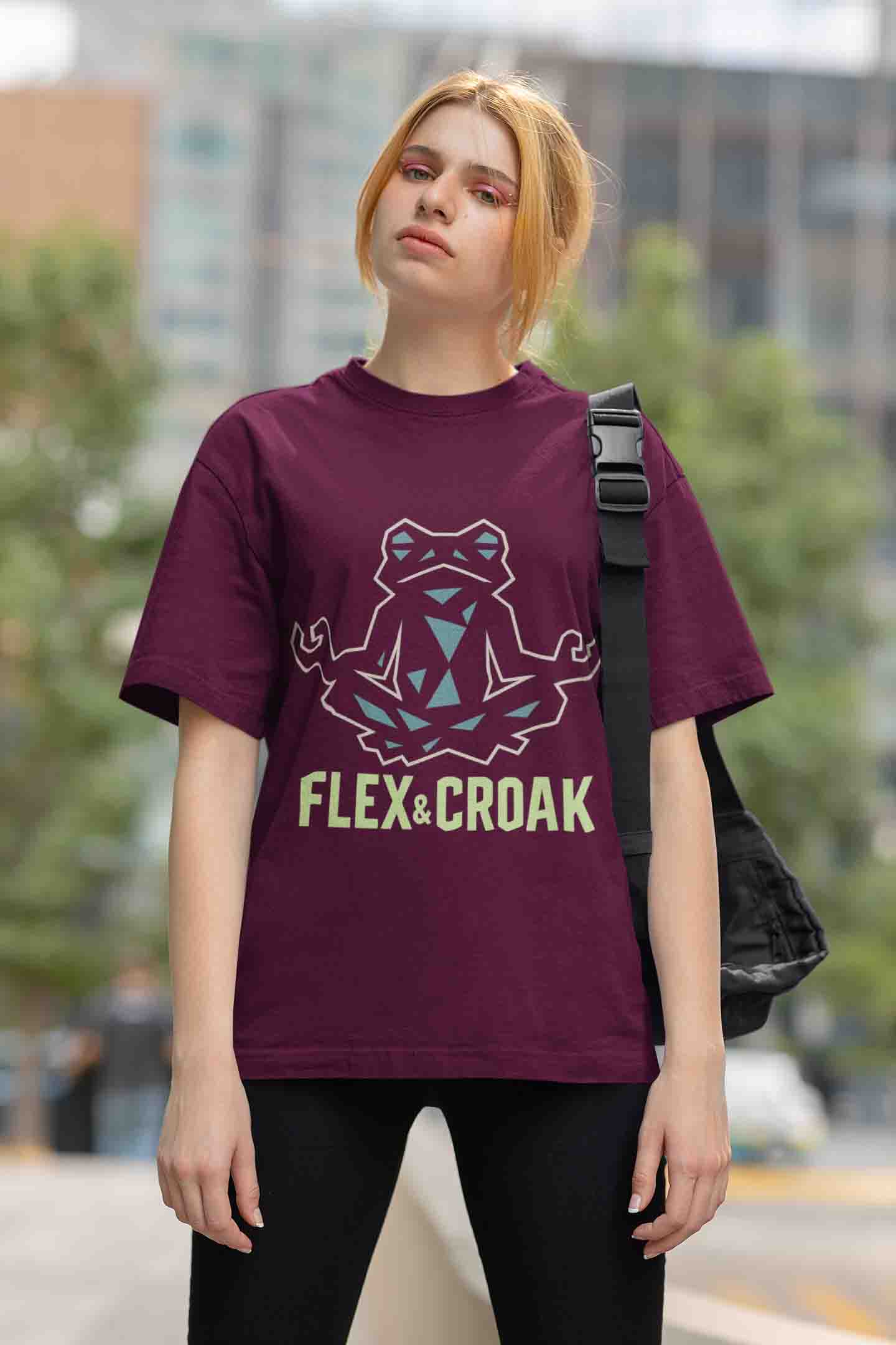 Flex & Croak - Women (Burgundy) Oversized Tee