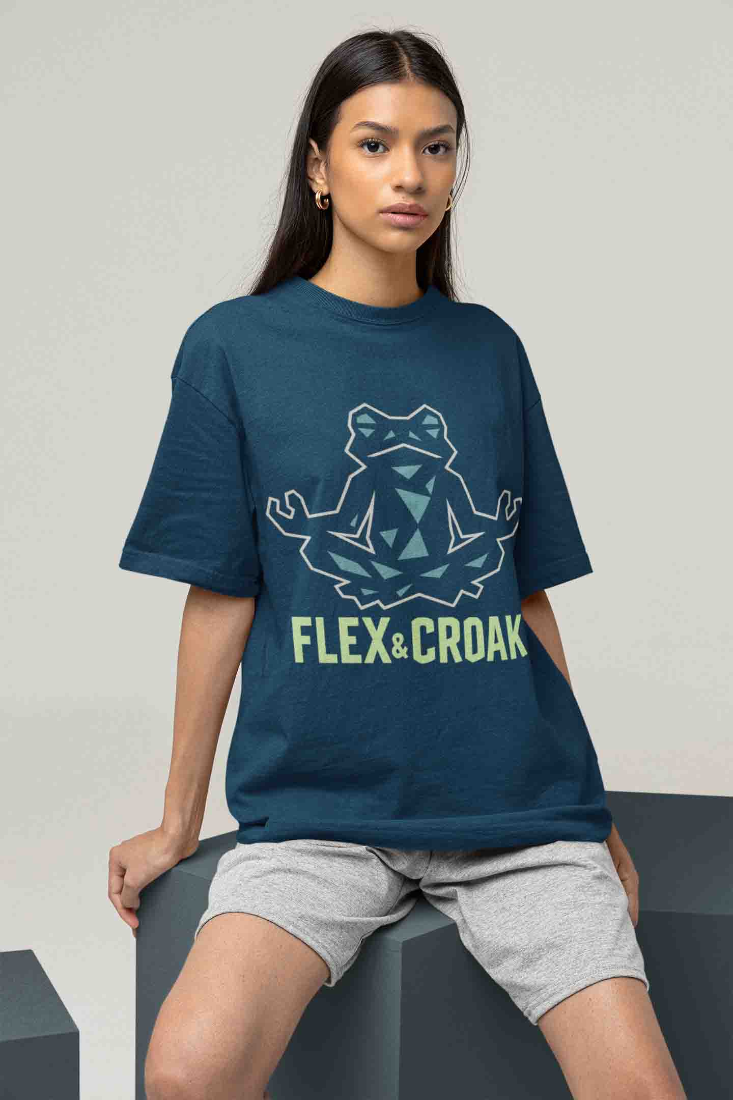 Flex & Croak - Women (Navy Blue) Oversized Tee