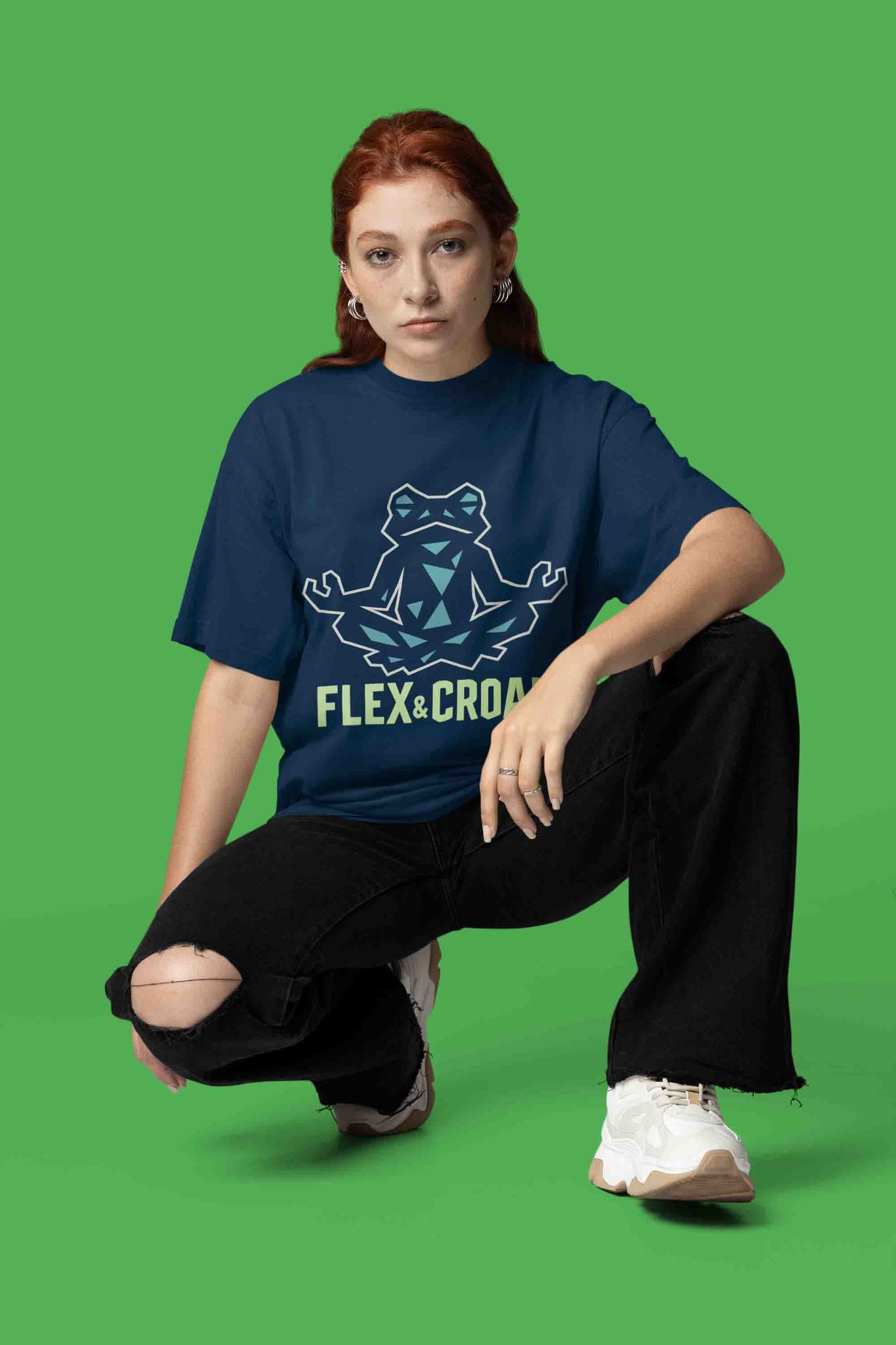 Flex & Croak - Women (Navy Blue) Oversized Tee