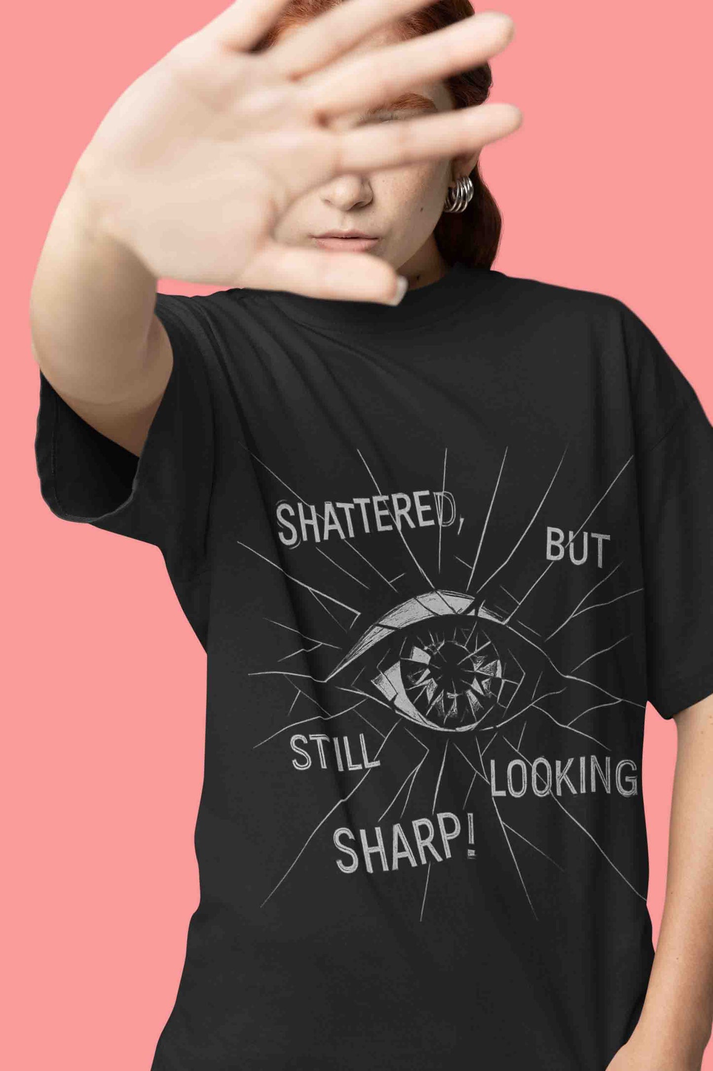 Shattered Eye Women Oversized Graphic Tee
