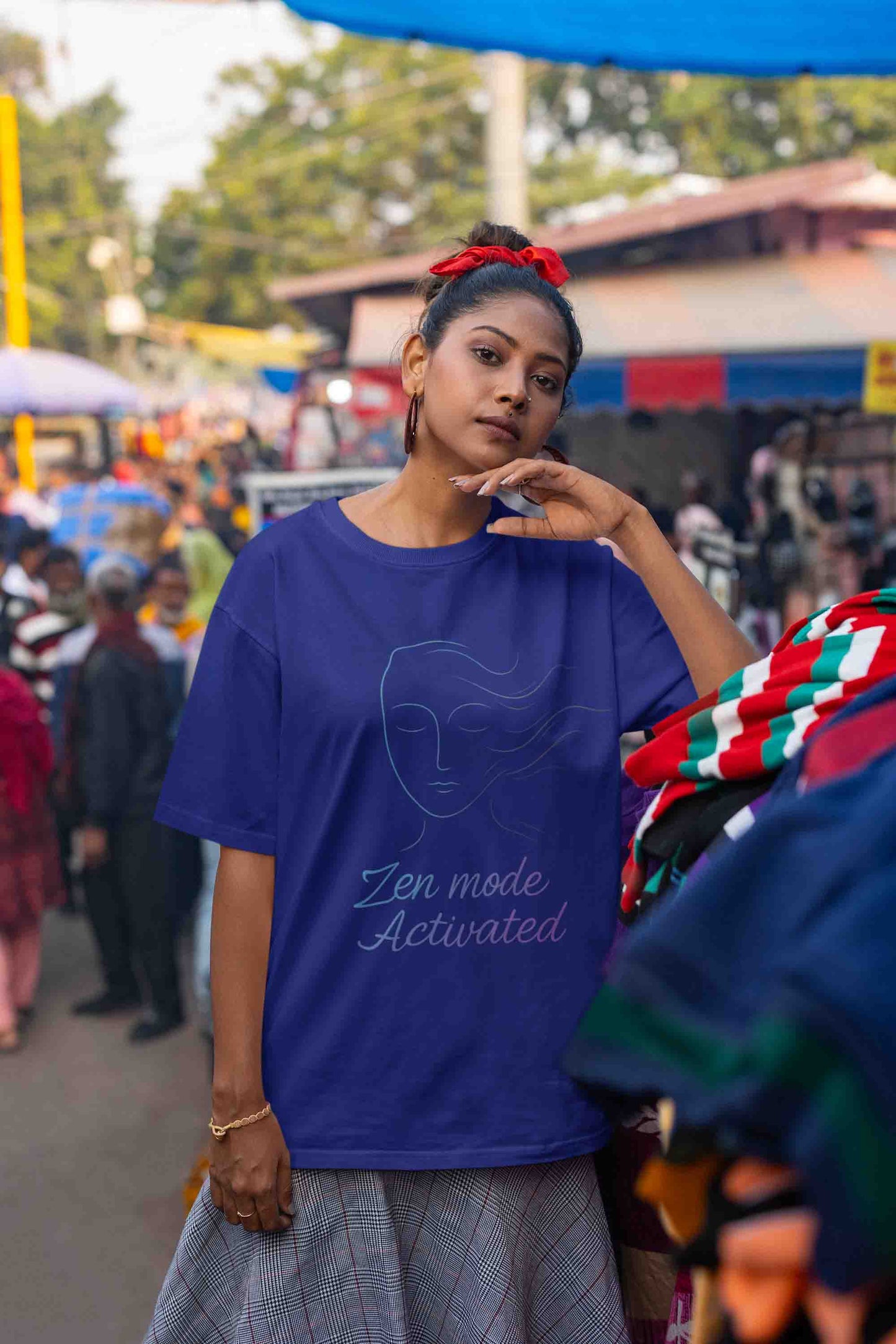 Zen Mode: Activated (Royal Blue) - Women Oversized Tee