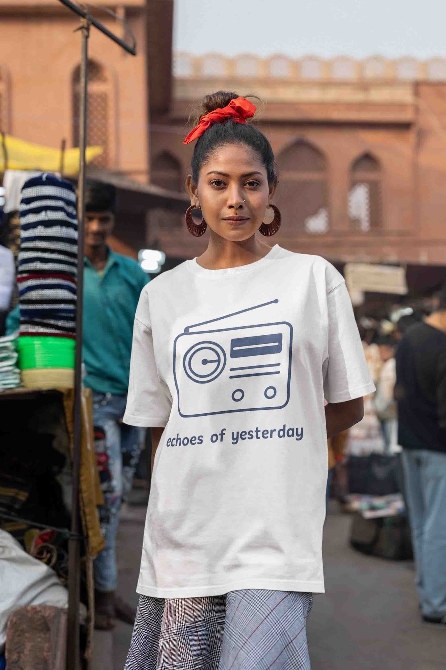 Echoes of Yesterday - Women White Oversized Tee
