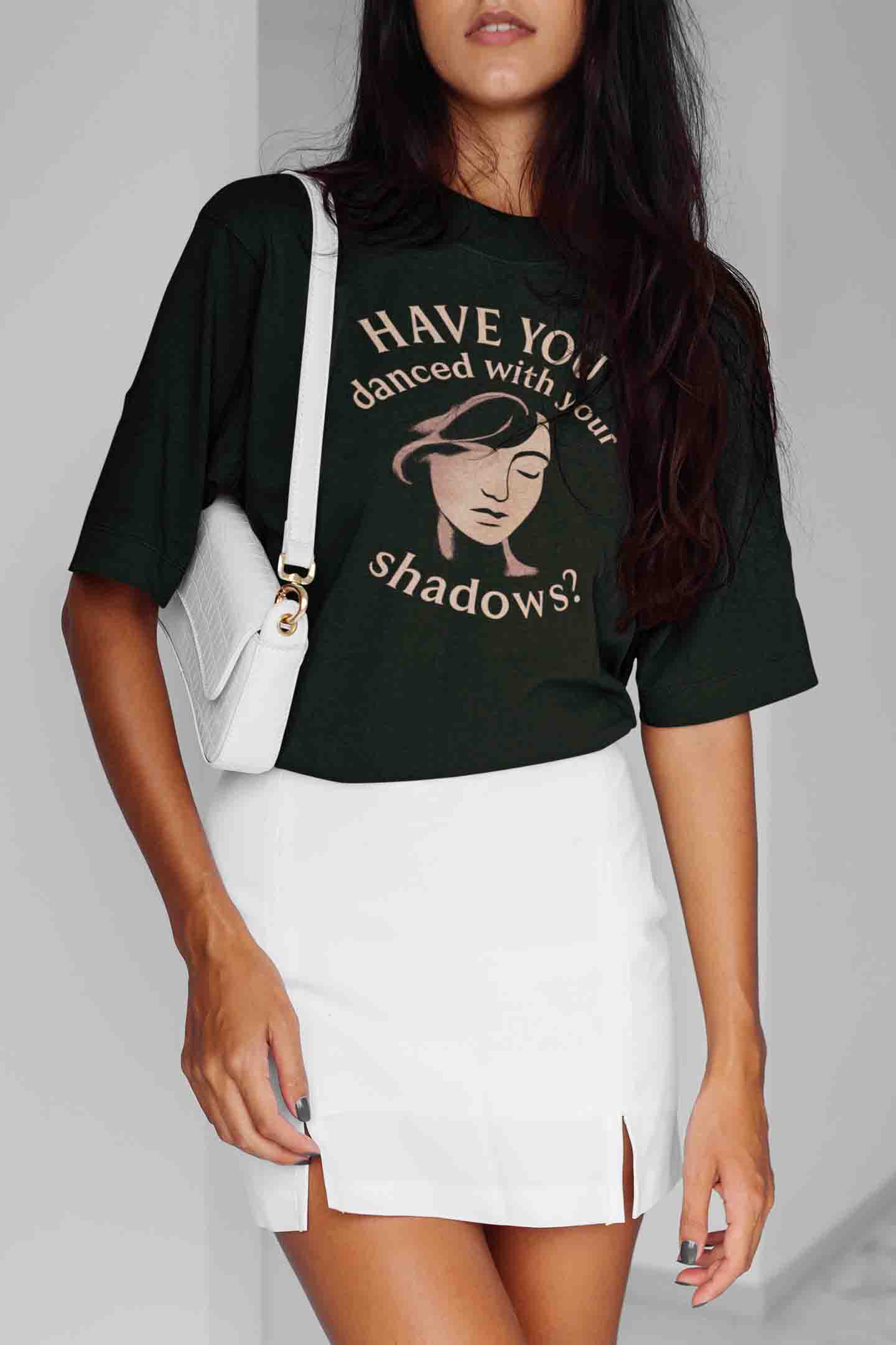 Have You Danced With Your Shadows? Women Oversized Tee (Bottle Green)