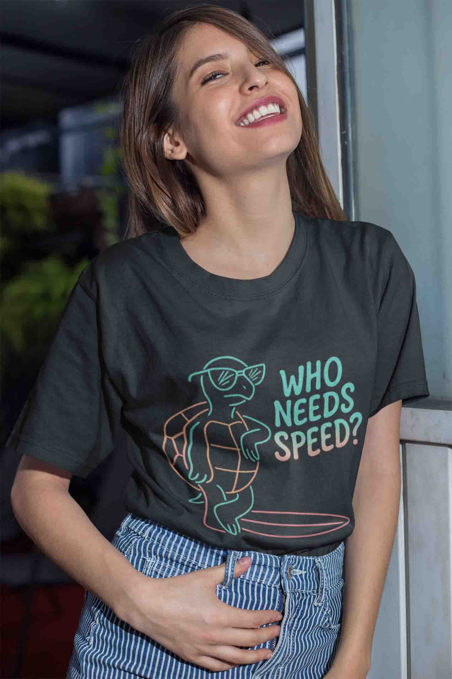 Who Needs Speed? Women Oversized Tee (Black)