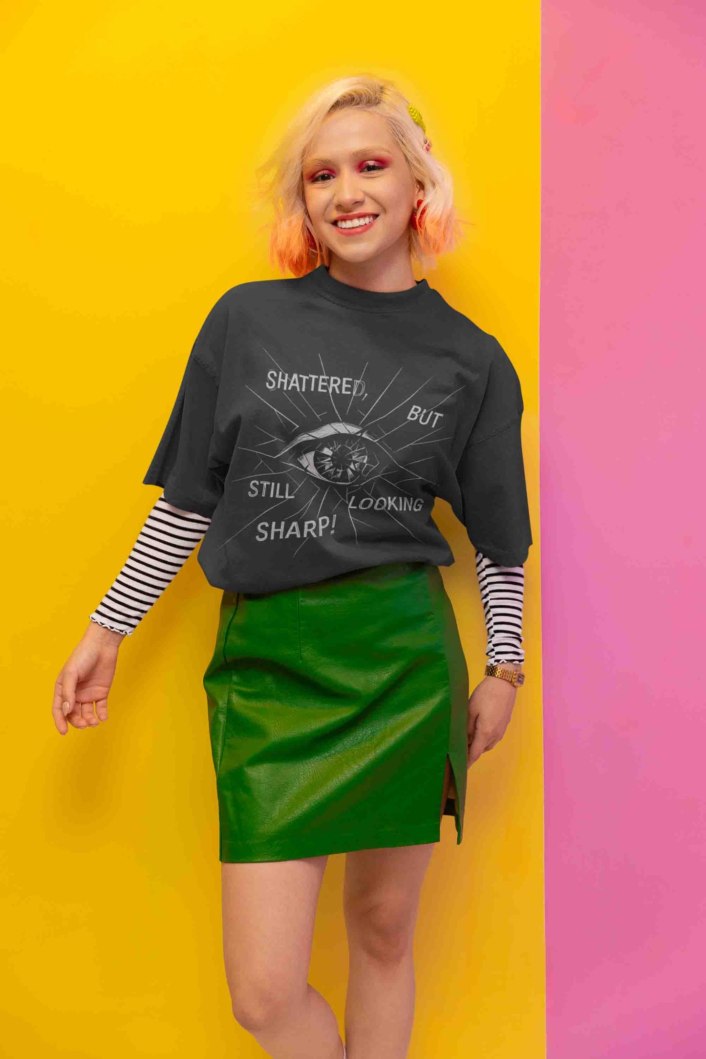 Shattered Eye Women Oversized Graphic Tee
