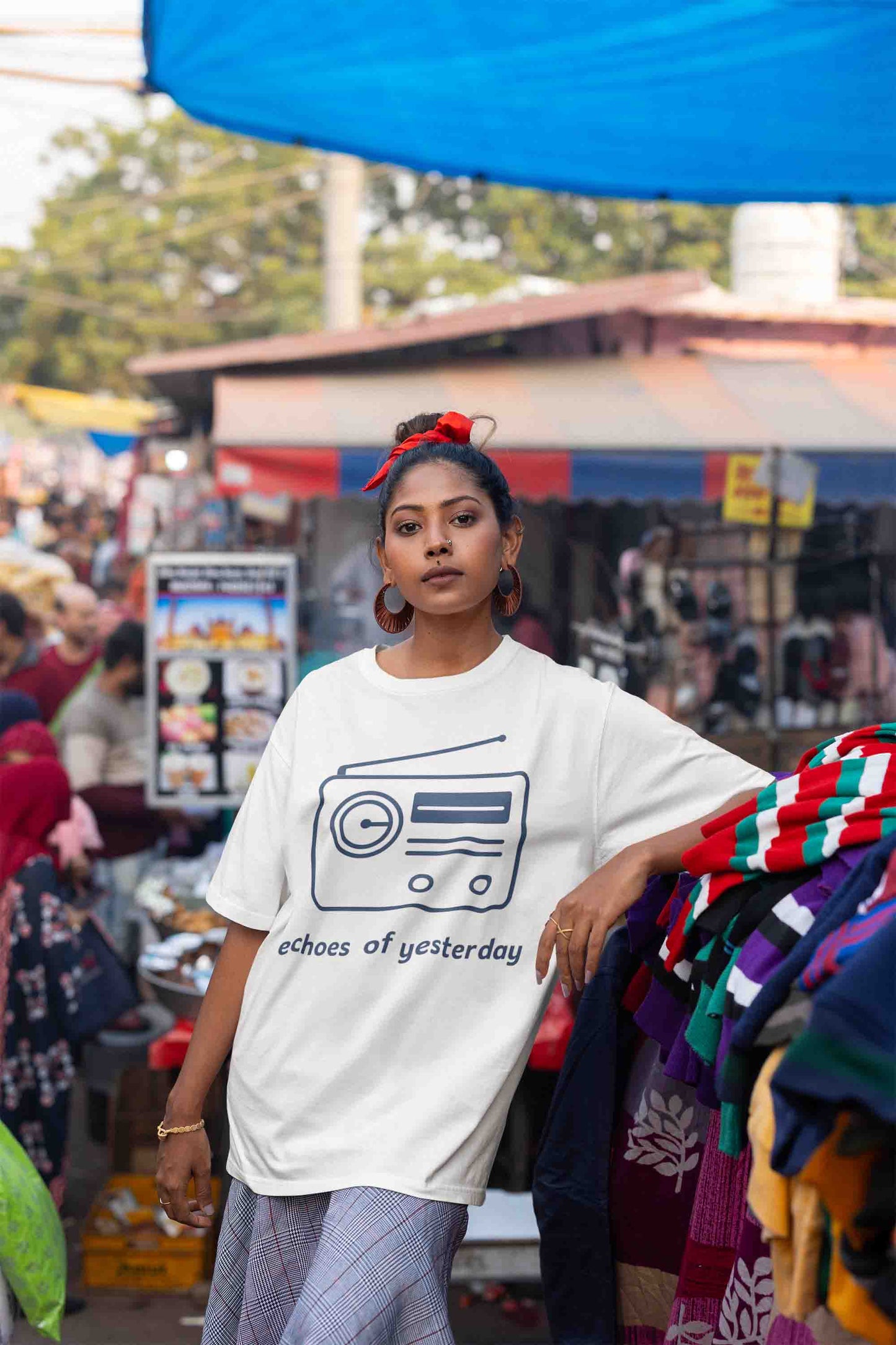 Echoes of Yesterday - Women White Oversized Tee