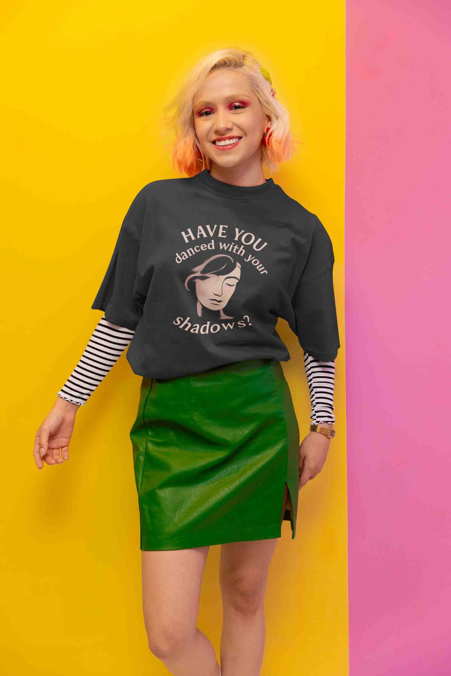 Have You Danced With Your Shadows? Women Oversized Tee (Black)