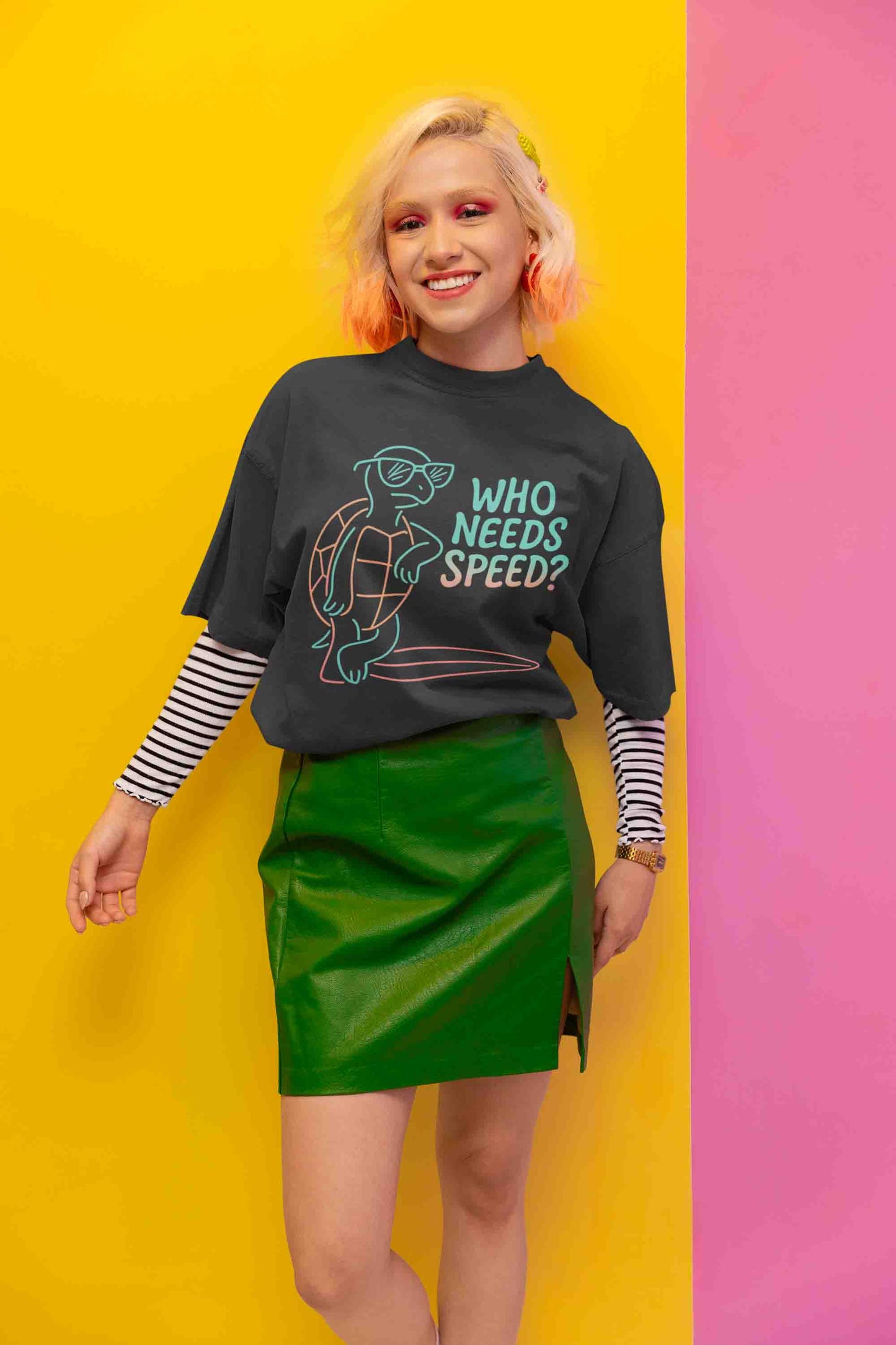 Who Needs Speed? Women Oversized Tee (Black)