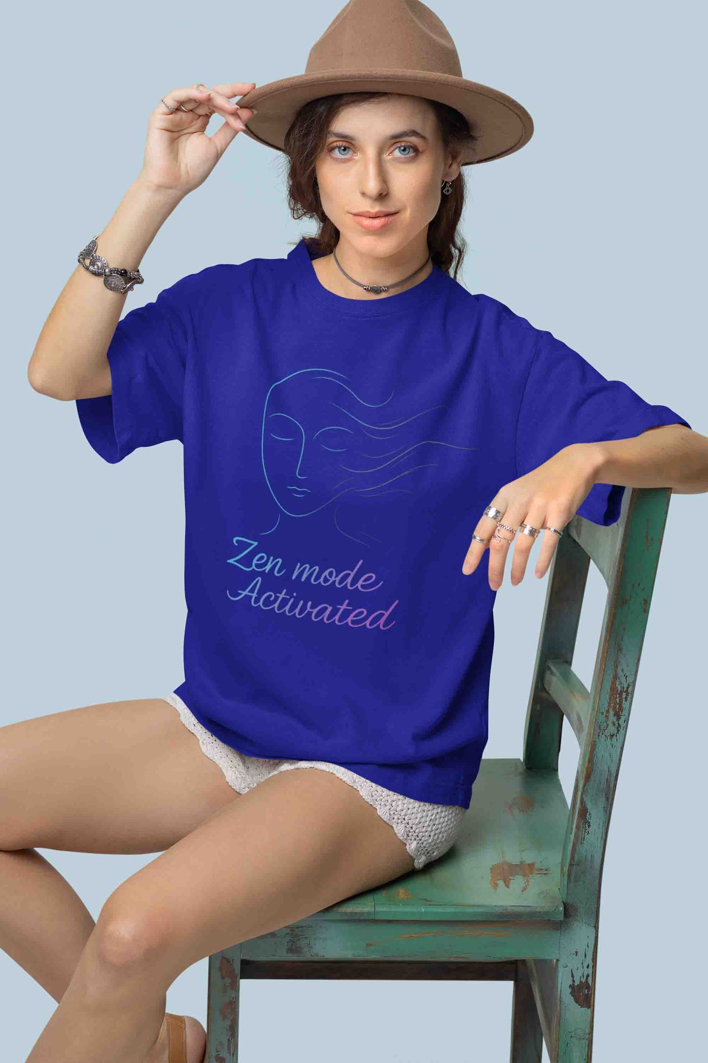 Zen Mode: Activated (Royal Blue) - Women Oversized Tee