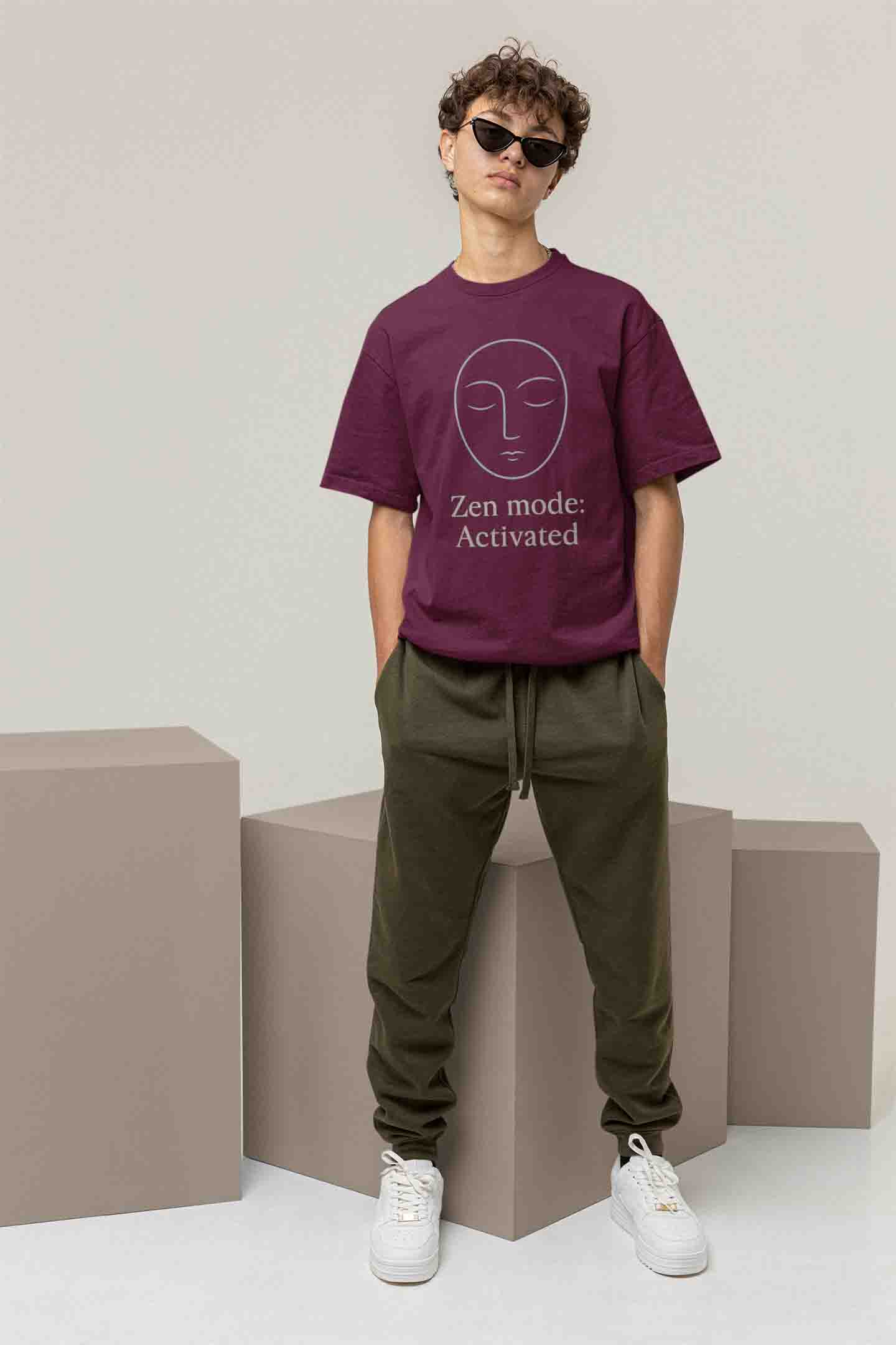 Zen Mode: Activated (Burgundy) - Men Oversized Tee