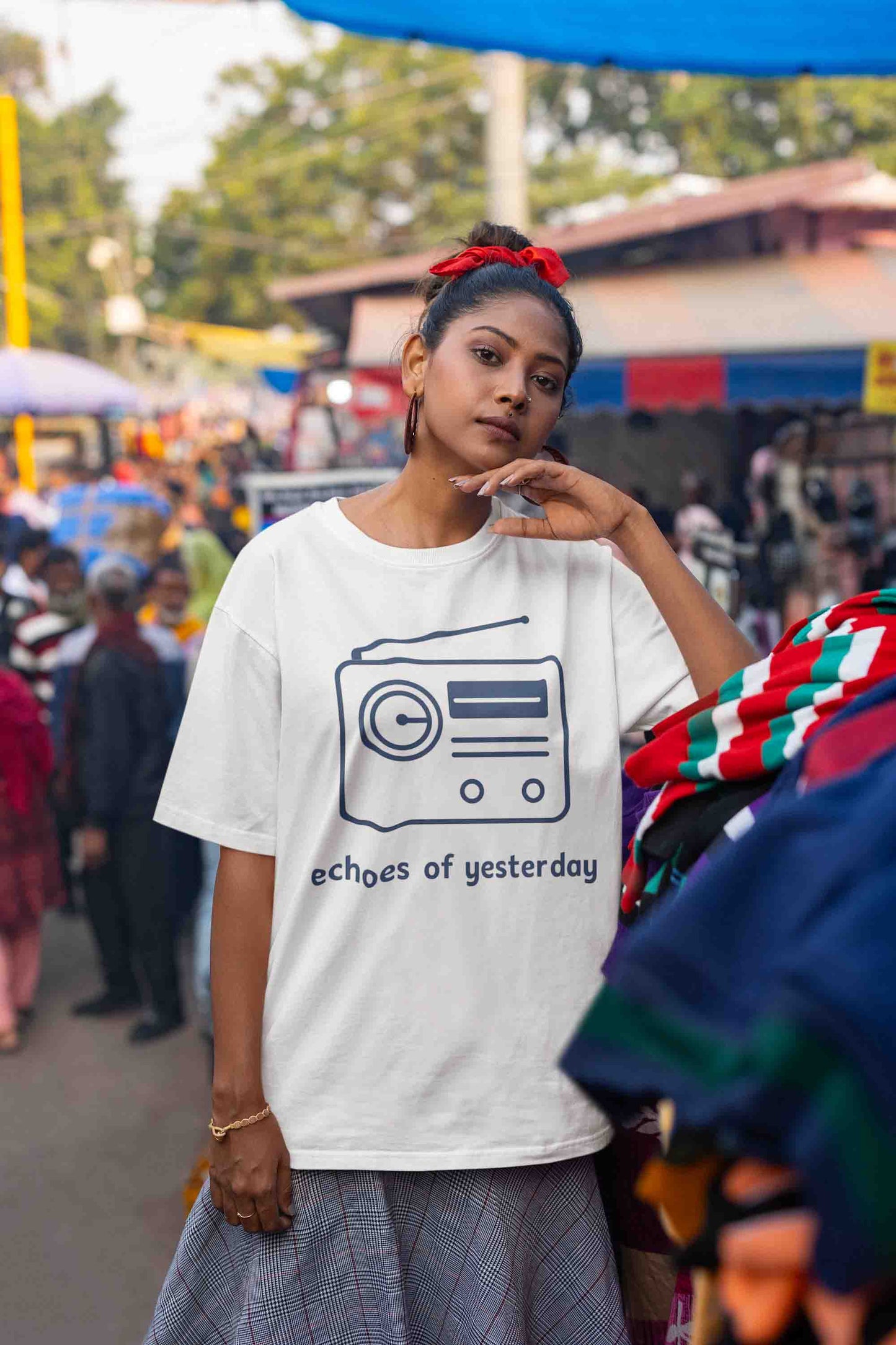 Echoes of Yesterday - Women White Oversized Tee