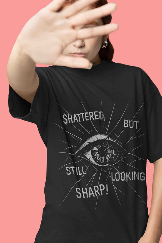 Shattered Eye Women Oversized Graphic Tee