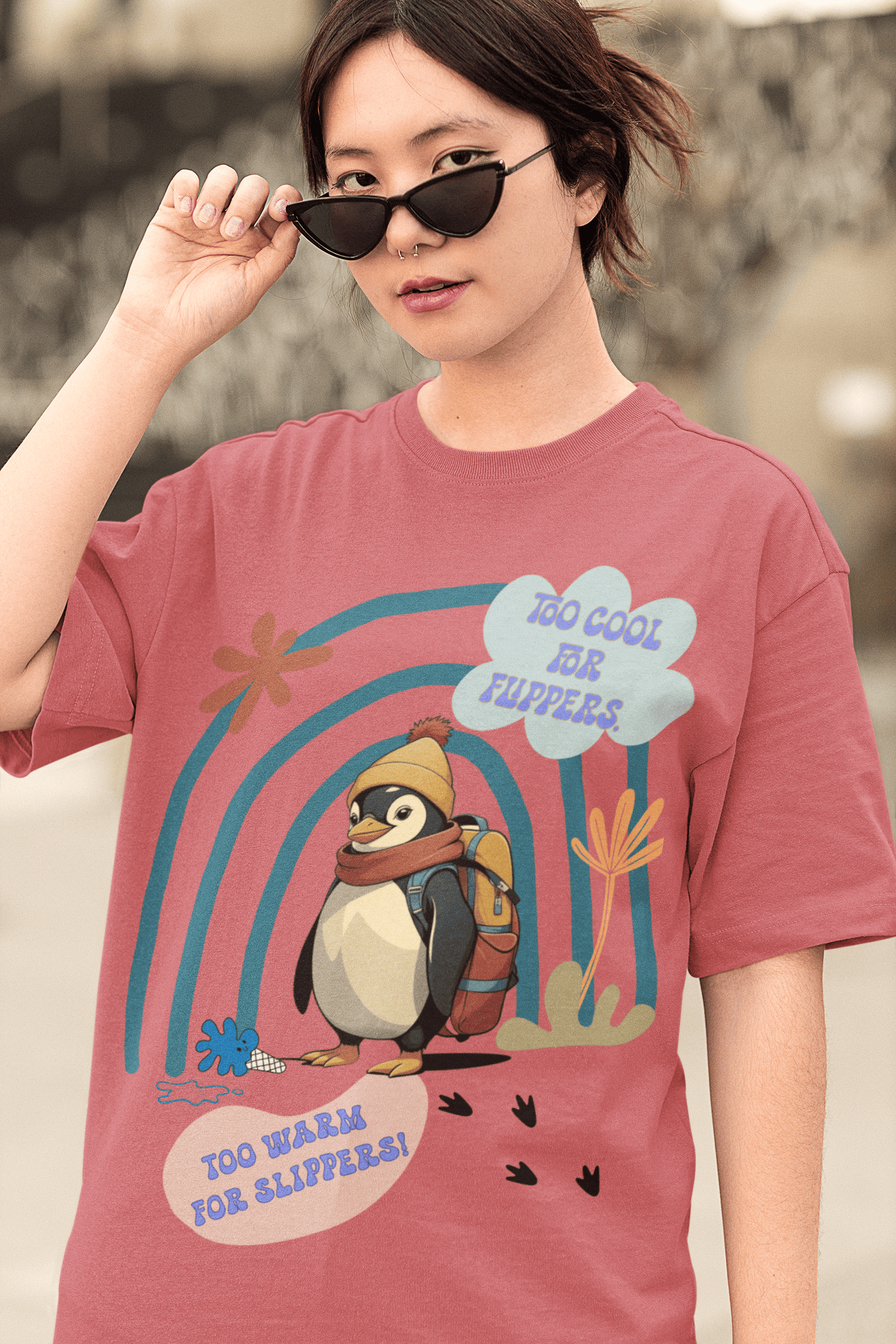Cool Penguin Oversized T-Shirt | The OddBall Wagon
