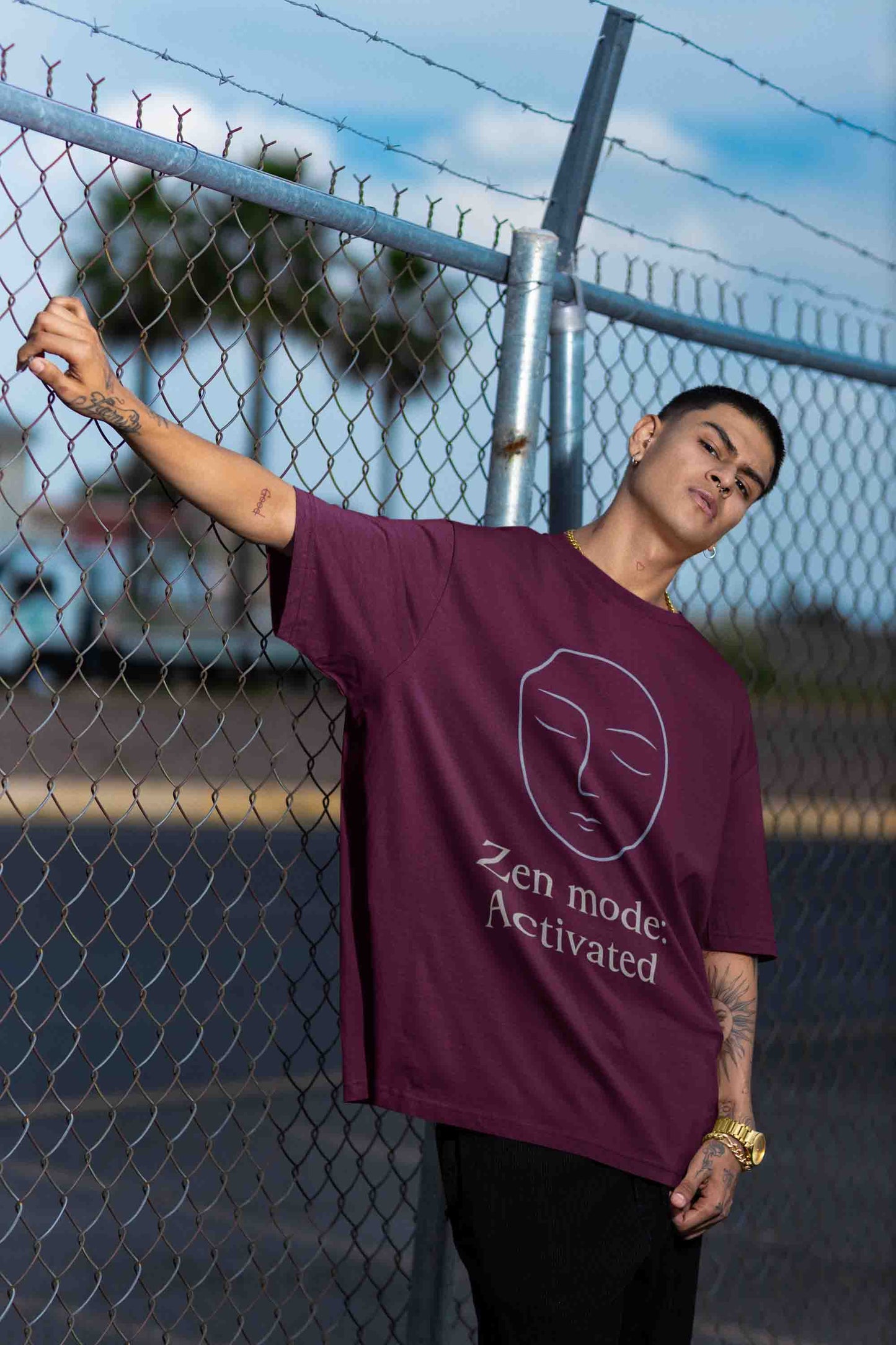 Zen Mode: Activated (Burgundy) - Men Oversized Tee