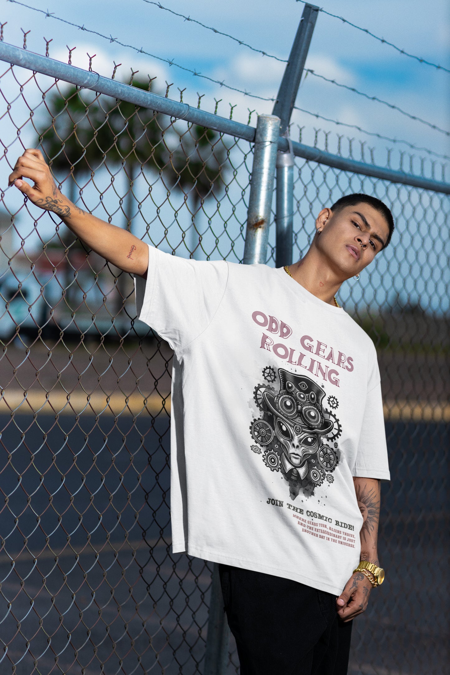 Odd Gears Rolling Oversized T-Shirt | The OddBall Wagon